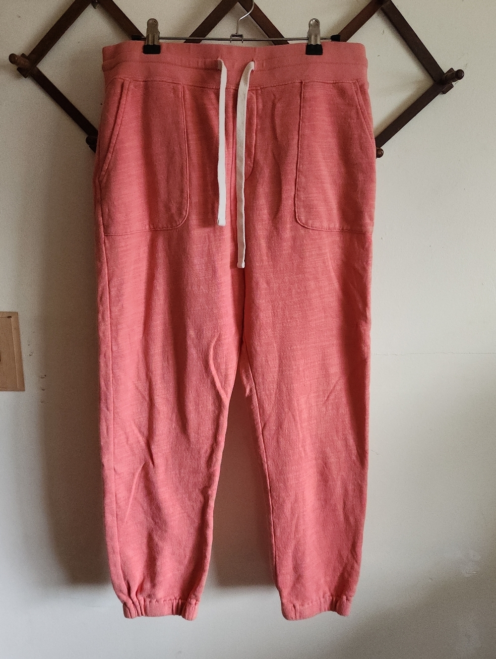 J Crew Vintage Fleece Coral Pink Drawstring Jogger Pant Cotton Pockets Small